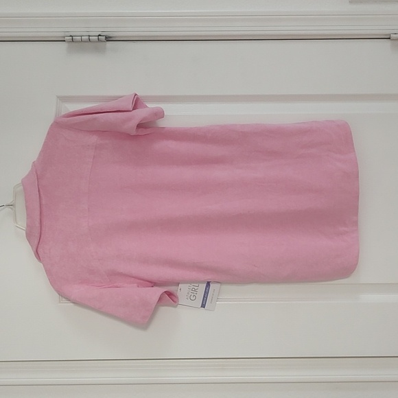 New Athleta Girl Terry Cloth Soft Pink Short Sleeve Shirt Dress M 8 10 Pockets - Picture 8 of 11